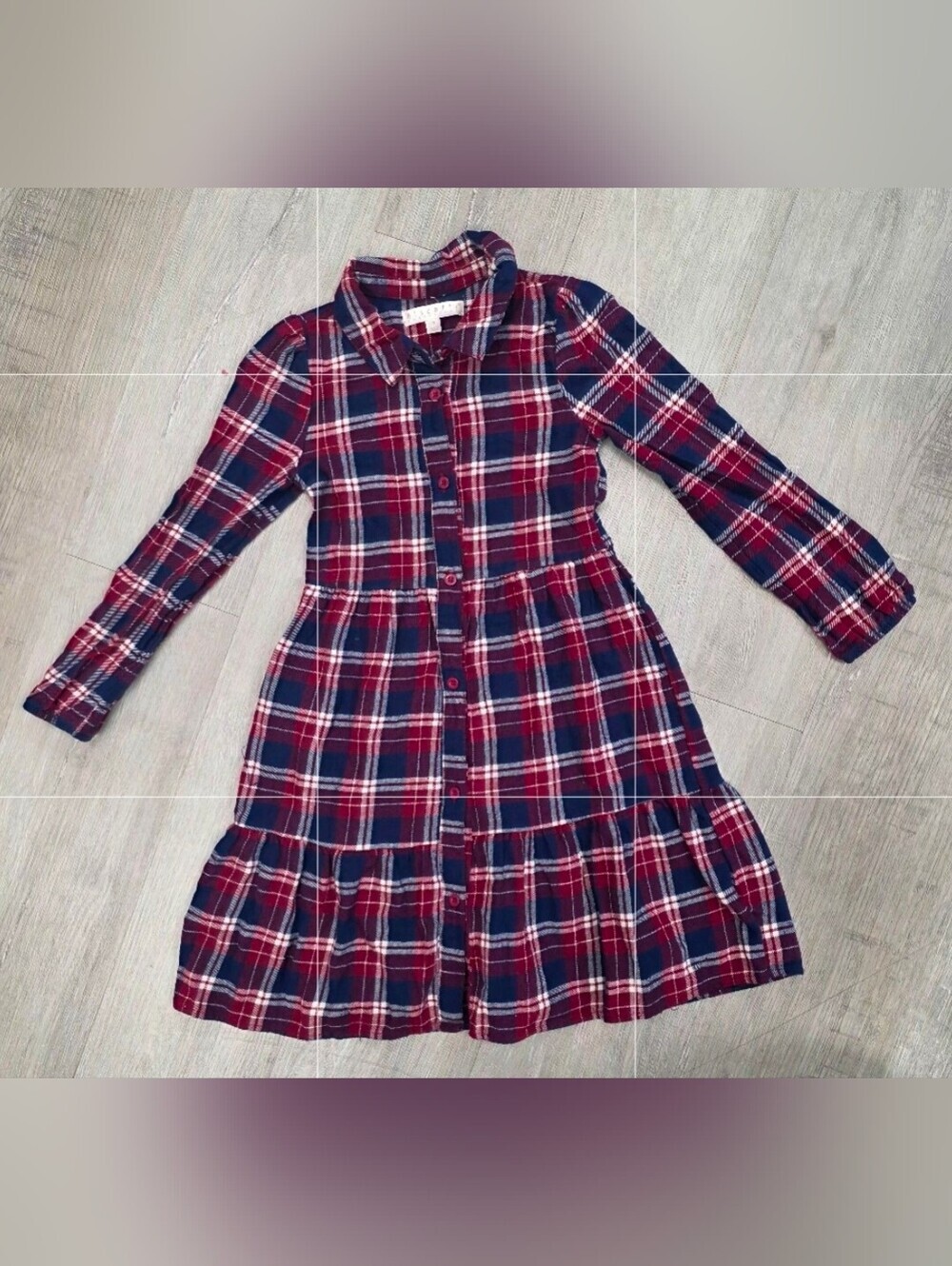 BISCOTTI BOUTIQUE Girls' Red and Navy Plaid Button-Front Dress